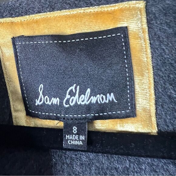 Sam Edelman Shawl Collar Hooded Wool Blend Charcoal Gray Pea Coat Size 8 - Picture 6 of 14